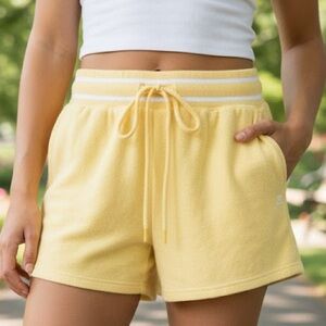 NWOT Joy Lab French Towel Terry Cloth Butter Yellow High Rise Shorts Drawstring
